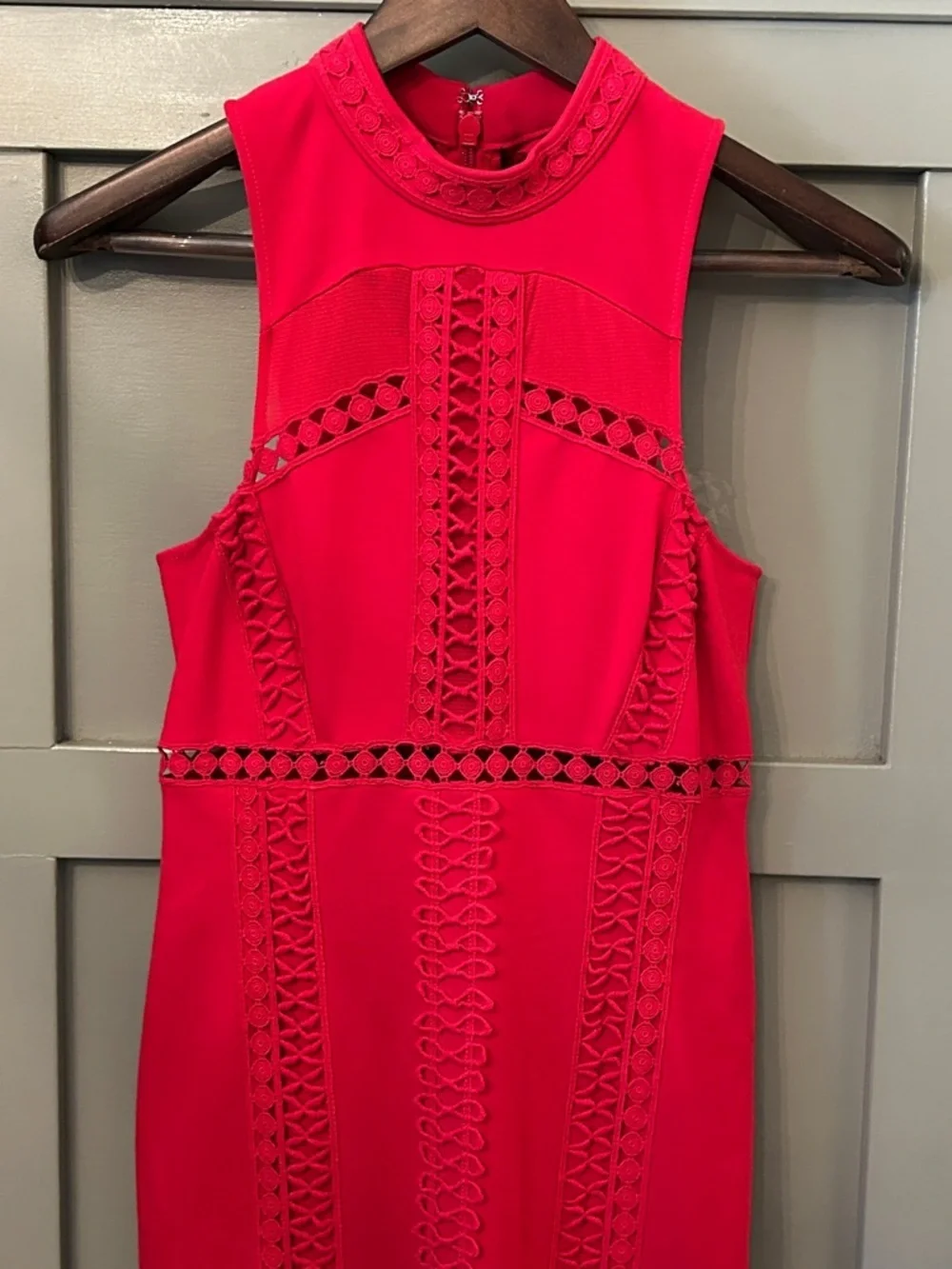 Free People Sky Scraper Mini Dress Red Crochet Lace Size XS